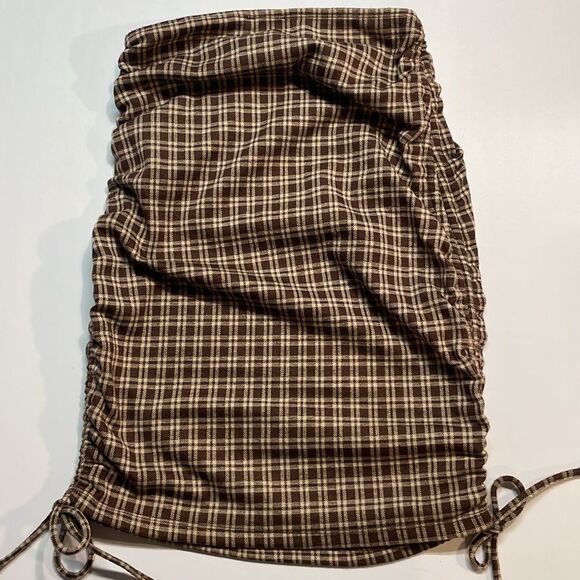 Princess Poly Womens Brown Plaid Bodycon Mini Skirt Sz 4 - Picture 3 of 8